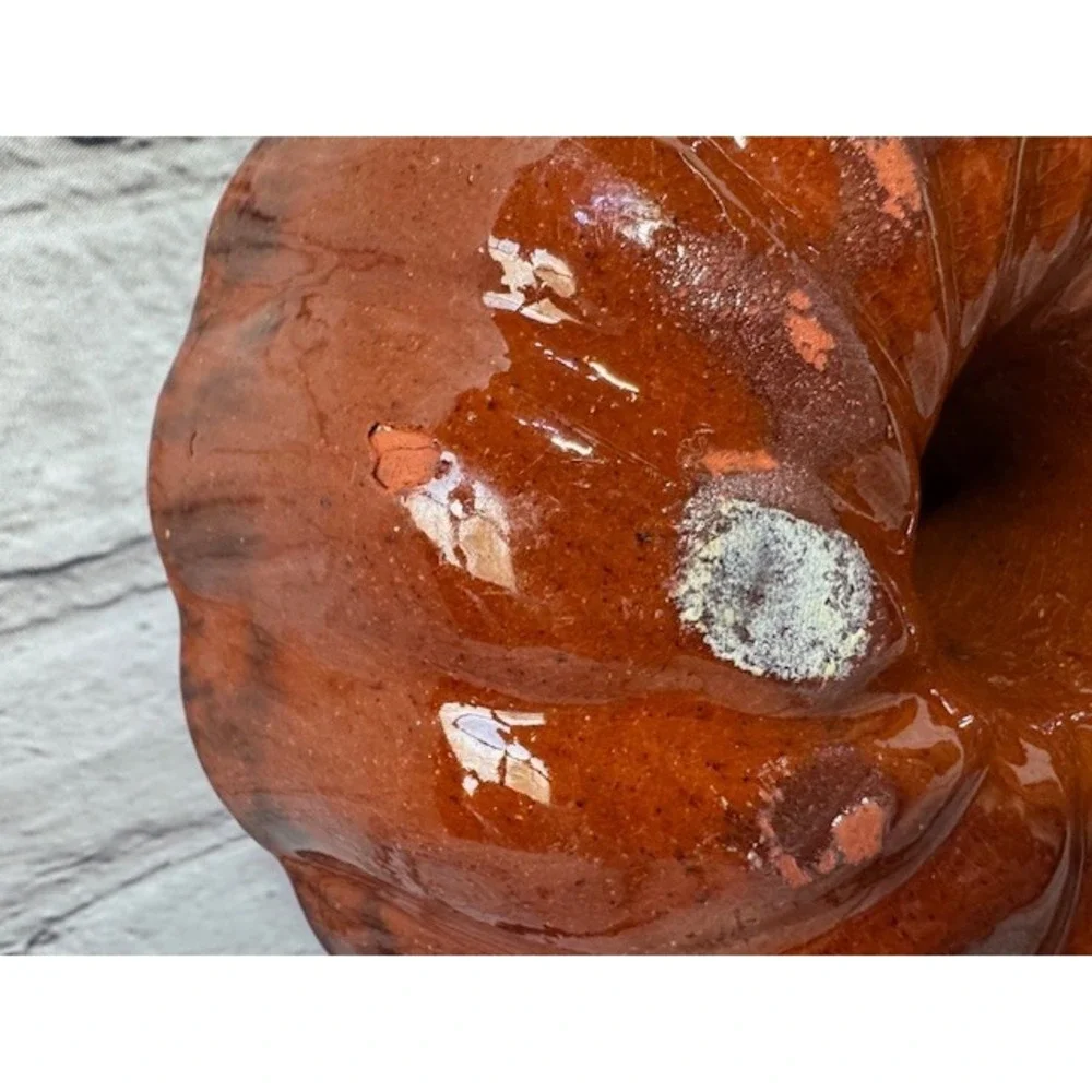 Vintage Brown Drip Glaze Pottery Bundt Cake‎ Pan Mold 7